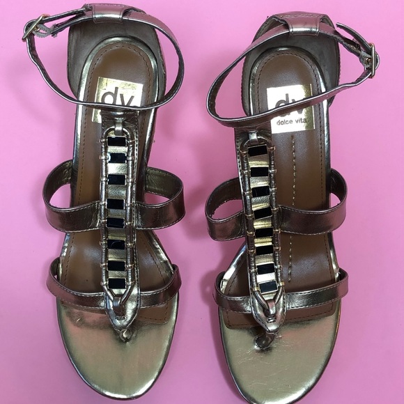 DV Dolce Vita Thadie Gold sandal cork wedge 9 - Picture 3 of 8